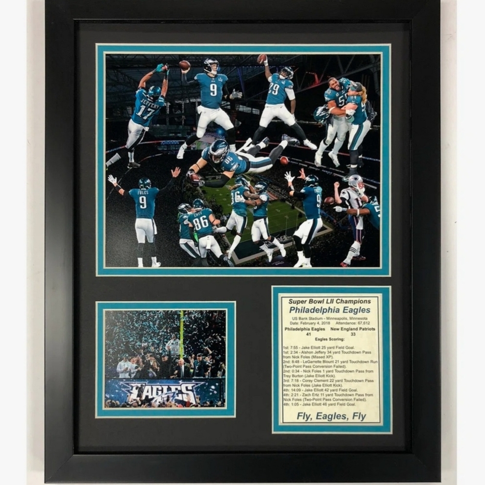 Philadelphia Eagles Super Bowl Champions Framed Print - Teal/Black